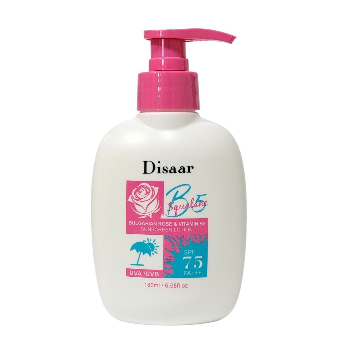 PROTECTOR SOLAR CORPORAL Y FACIAL HIDRATANTE SPF 75 CON EXTRACTO DE ROSA BULGARA DISAAR 180ML