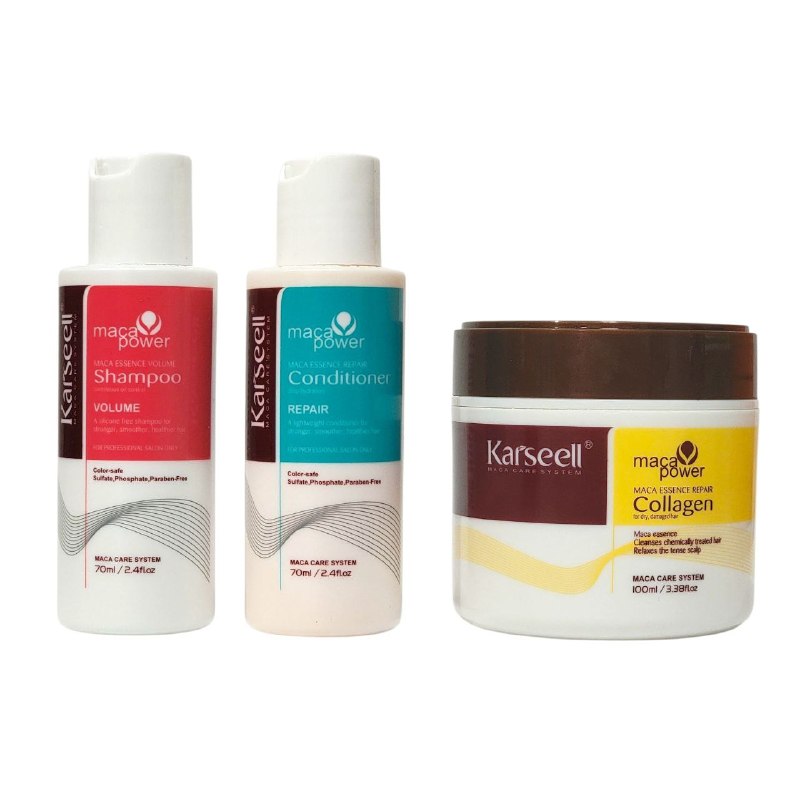 SET DE TRATAMIENTO CAPILAR DE VIAJE DE REPARACION INTENSIVA Y VOLUMEN CON ESENCIA DE MACA PERUANA KARSEELL