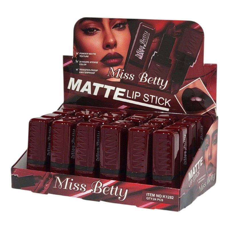 LIPSTICK DE ACABADO MATE RESISTENTE AL AGUA MISS BETTY 4G (DUPE DE MAYBELLINE)