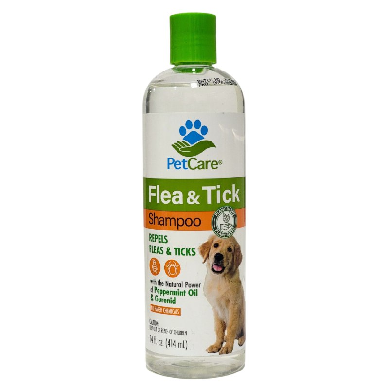 SHAMPOO PARA PERROS REPELENTE DE PULGAS Y GARRAPATAS AROMA A MENTA PETCARE 414ML