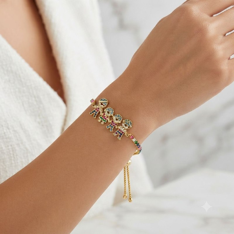 PULSERA DE ENCHAPE PARA DAMA CON DISEÑO DE NIÑOS