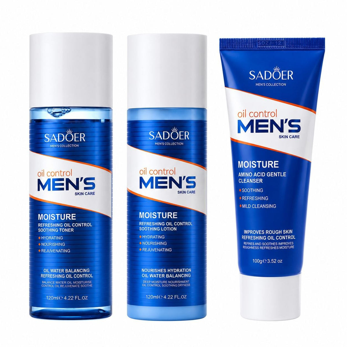 SET FACIAL DE LIMPIEZA, CONTROL DE GRASA E HIDRATACIÓN PROFUNDA PARA HOMBRE SADOER MEN’S 3 PIEZAS