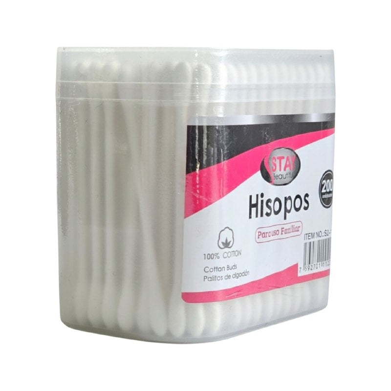 SET DE HISOPOS DE ALGODON PARA USO FAMILIAR STAY BEAUTIFUL 200UND