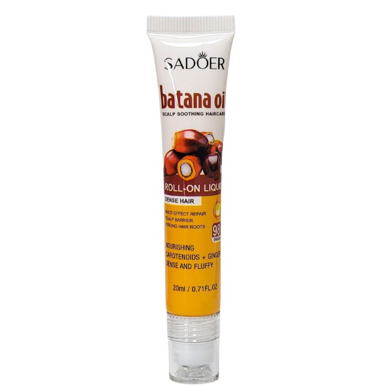 ACEITE PARA EL CABELLO EN ROLL-ON REVITALIZANTE PARA EL CRECIMIENTO CON ACEITE DE BATANA PURO SADOER 20ML