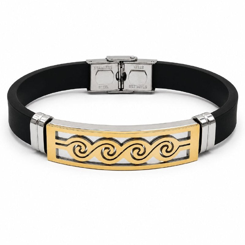 PULSERA DE ENCHAPE PARA CABALLERO, DISEÑO AGUA 21CM