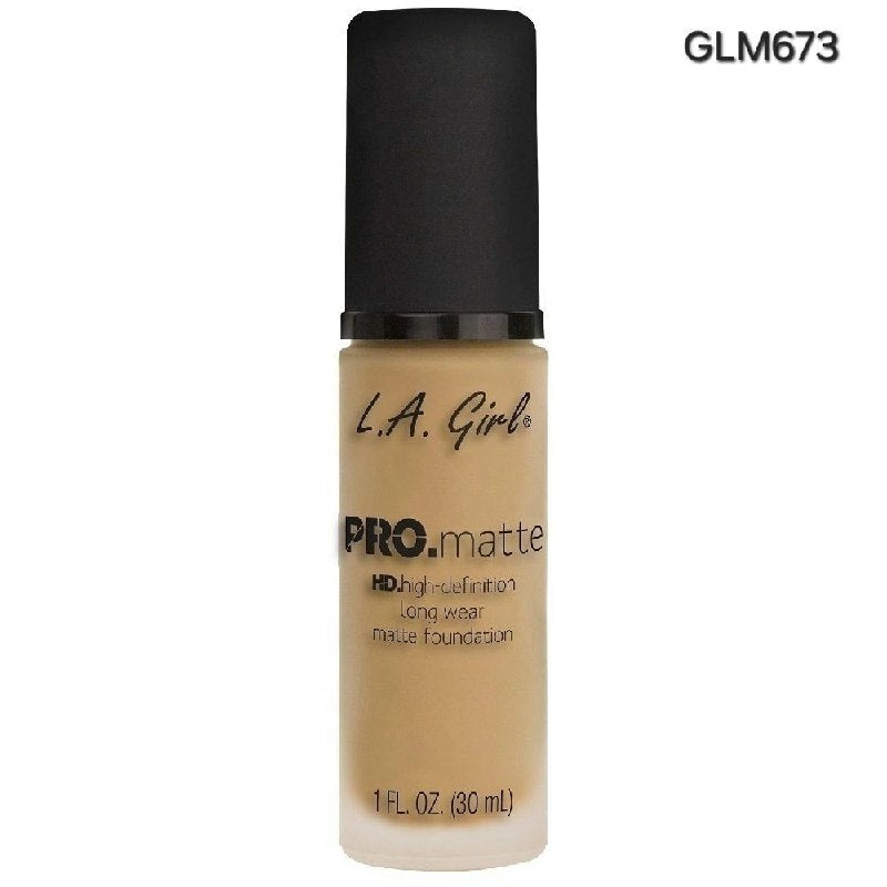 BASE MAQUILLAJE LIQUIDA MATE LARGA DURACION TONO GLM673 BEIGE PRO.MATTE HD L.A. GIRL 30ML