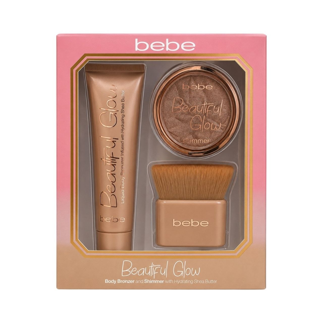 SET ILUMINADOR Y BRONCEADOR LIQUIDO CORPORAL CON BROCHA BEBE BEAUTIFUL GLOW 3PCS