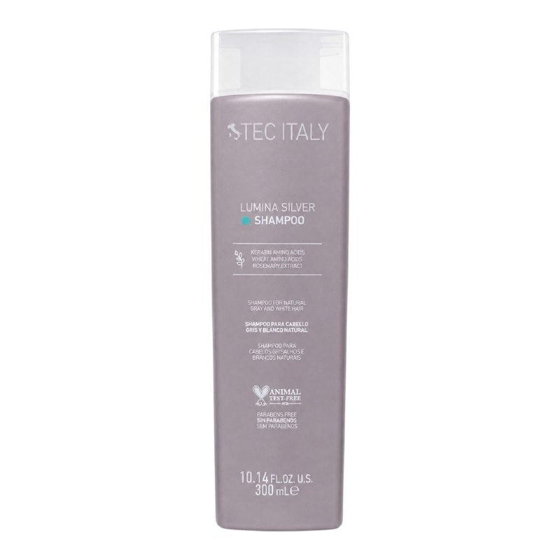 SHAMPOO MATIZADOR PARA CABELLO GRIS Y BLANCO NATURAL CON AMINOACIDOS DE QUERATINA Y TRIGO EXTRACTO DE ROMERO TEC ITALY 300ML