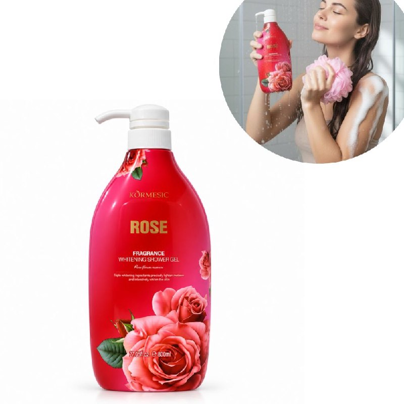 GEL DE DUCHA LIMPIADOR, ACLARADOR E ILUMINADOR DE ACEITE ESENCIAL DE ROSA KORMESIC 800ML