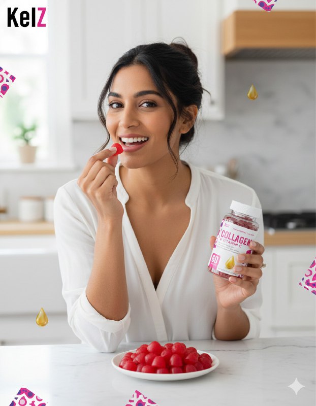 VITAMINAS EN GOMITAS DE COLAGENO Y VITAMINA C PARA LA SALUD DEL CABELLO, PIEL ,ETC KEIZ 60UND