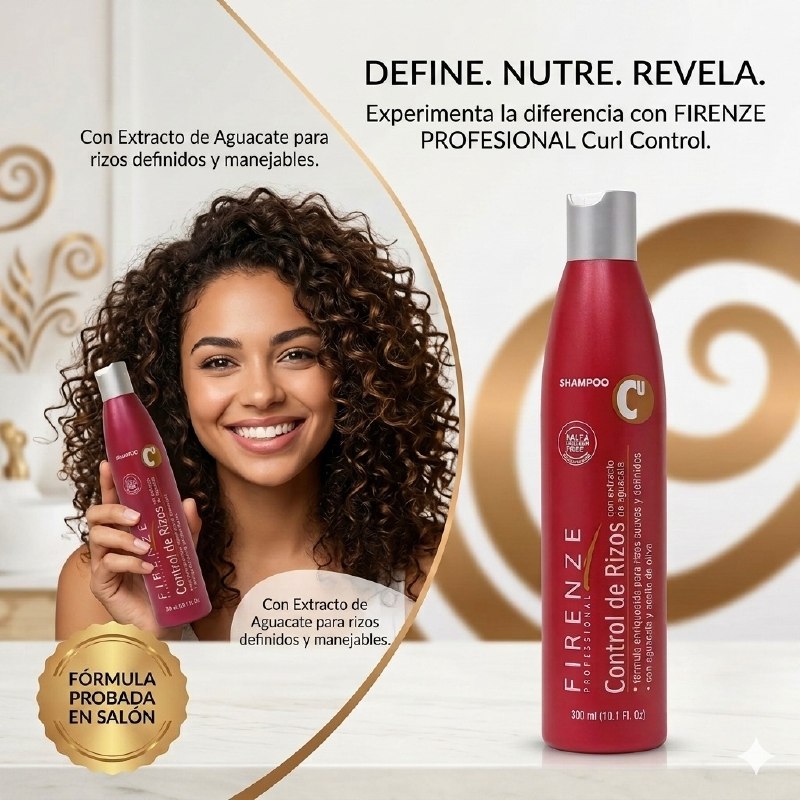 SHAMPOO HIDRATANTE DE EXTRACTO DE AGUACATE ESPECIALIZADO PARA CABELLOS RIZADOS Y ONDULADOS FIRENZE 300ML