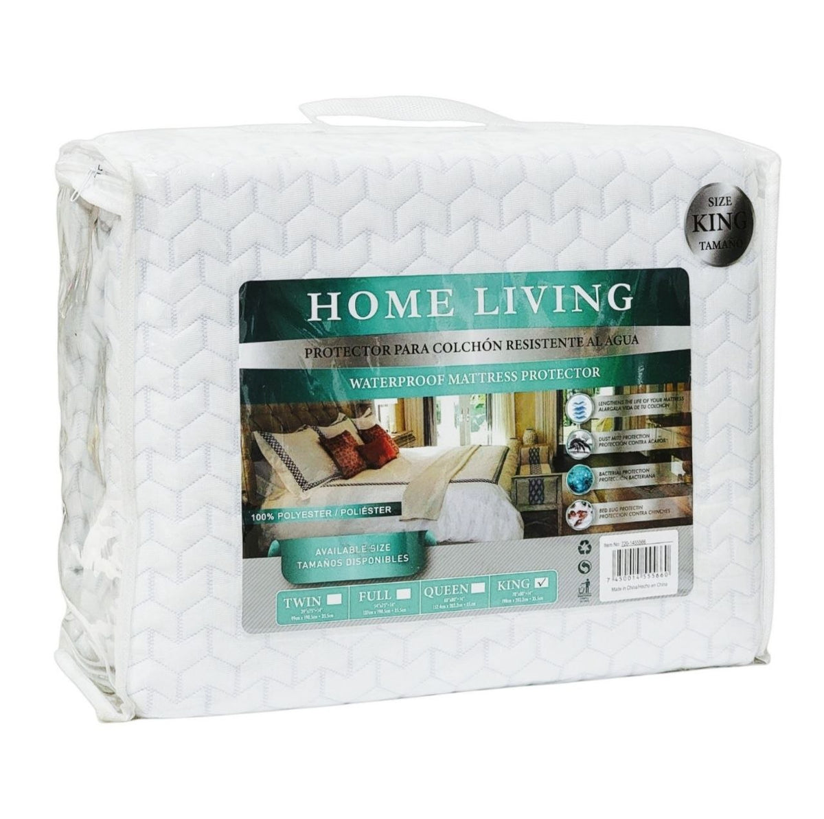PROTECTOR DE COLCHON IMPERMEABLE TAMAÑO KING HOME LIVING 198X203+35CM