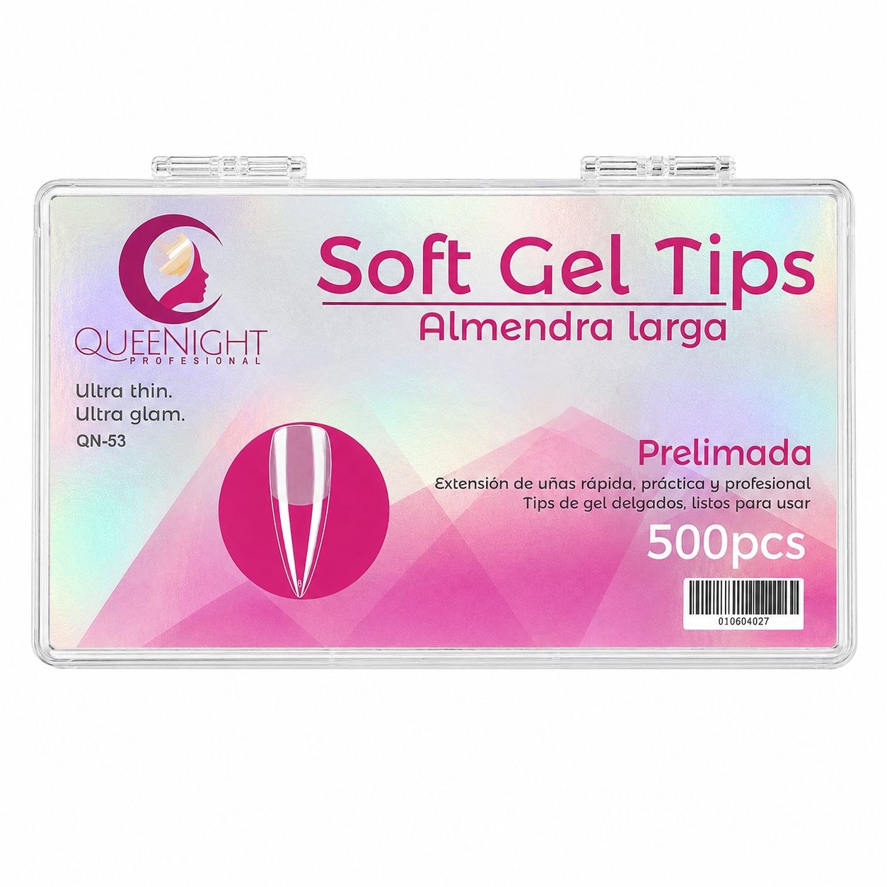 TIPS DE GEL SUAVE ALMENDRADOS LARGOS QUEENIGHT 500PCS