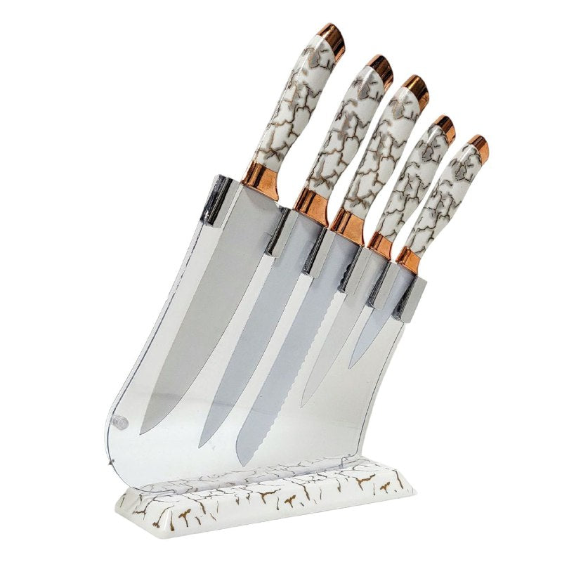 JUEGO DE CUCHILLOS DE COCINA, SET DE CUCHILLOS DE 6 PIEZAS, AFILADAS DE ACERO INOXIDABLE DE ALTA CALIDAD EREASTHQS