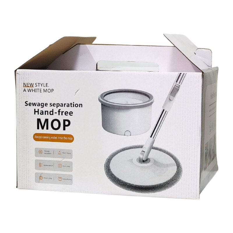 MOPA TRAPEADOR GIRATORIO CON CUBETA, SISTEMA DELUXE PARA LIMPIEZA DE PISOS, FLEXIBLE 360 GRADOS, 2 PIEZAS DE MICROFIBRA SEWAGE