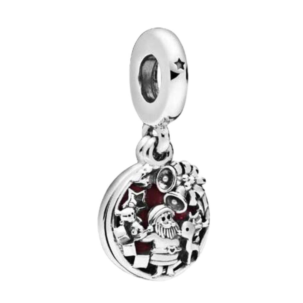 PCHARM1349 COLGANTE DOBLE NAVIDAD, FONDO ROJO
