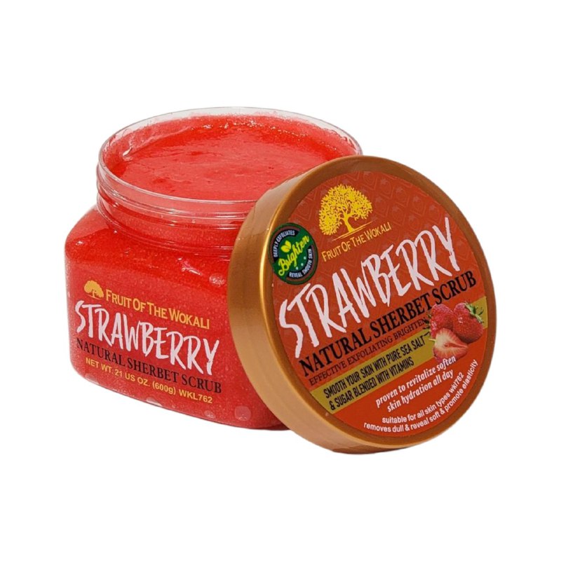 EXFOLIANTE CORPORAL ILUMINADOR Y ANTIOXIDANTE CON EXTRACTO DE FRESA FRUIT OF THE WOKALI 600G