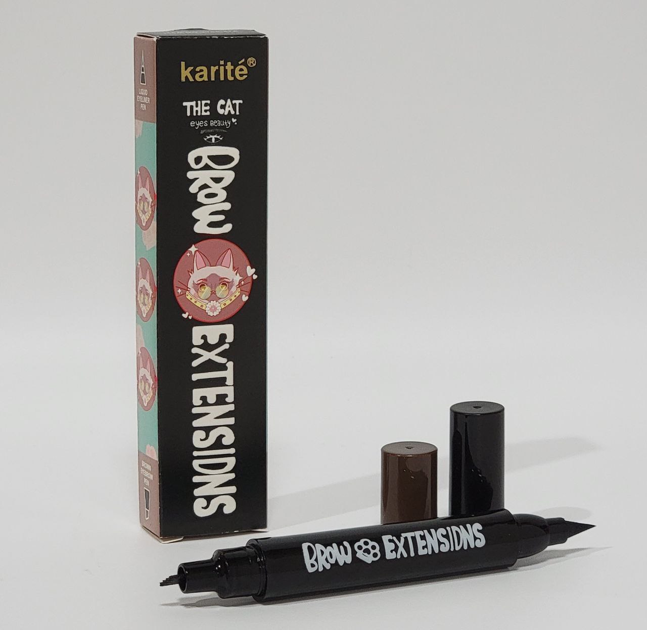 DELIENADOR DE OJOS 2 EN 1, LAPIZ DE CEJAS 1ML, DELINEADOR DE OJOS LIQUIDOS 2ML KARITE THE CAT