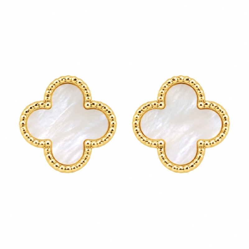 ARITOS DE ENCHAPE PARA DAMA CON DISEÑO DE FLOR 1CM (DUPE DE VAN CLEEF)