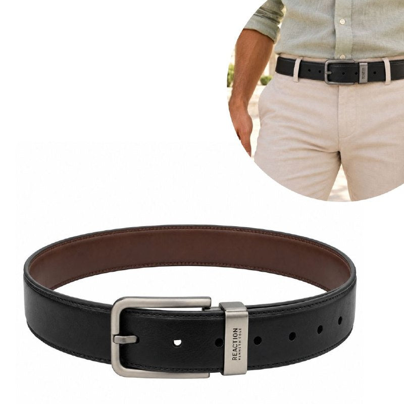 FAJA ORIGINAL REACTION KENNETH COLE REVERSIBLE PARA CABALLERO COLOR NEGRO Y CAFÉ TALLA M 34-36