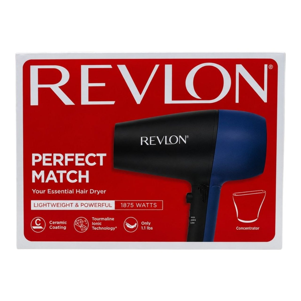 SECADOR DE CABELLO PROFESIONAL CON TECNOLOGÍA IÓNICA DE TURMALINA Y RECUBRIMIENTO CERÁMICO LIGERO Y POTENTE REVLON 1875W