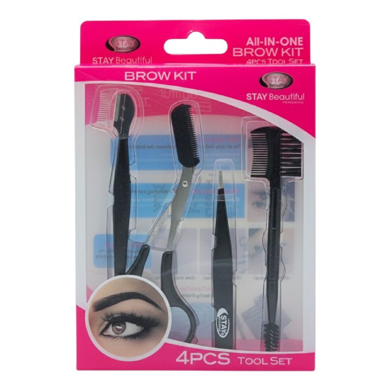 NAVAJA PARA CEJAS EN SET DE 4 PIEZAS PARA HOMBRES Y MUJERES STAY BEAUTIFUL