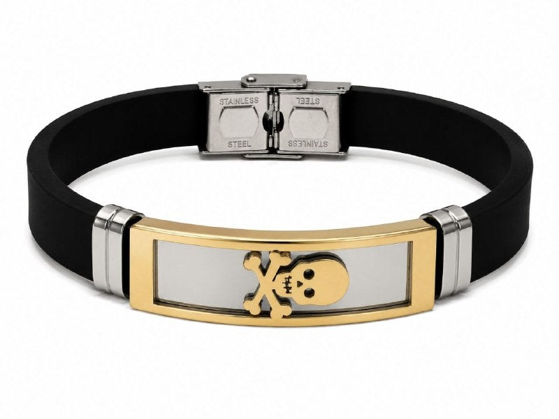 PULSERA DE ENCHAPE PARA CABALLERO, DISEÑO CALABERA 21CM