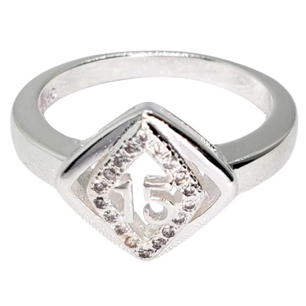 PANI1965 ANILLO 15 AÑOS FORMA DE DIAMANTE, PLATA 925