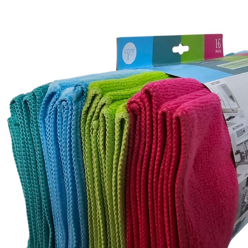TRAPO DE MICROFIBRA MULTIUSOS EN PAQUETE DE 16 PIEZAS CORE 35.56CM X 43.43CM
