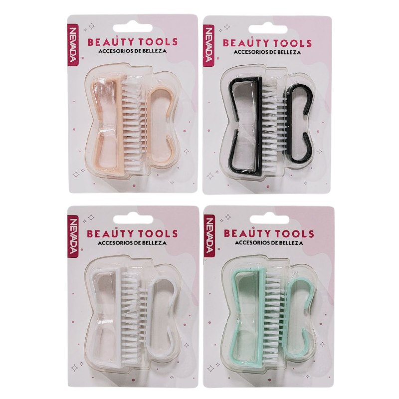 CEPILLO PLASTICO PARA LAVADO DE UÑAS EN SET DE 2UND, O RETIRAR EL POLVO DESPUES DE LIMAR, ACCESORIOS DE BELLEZA 4 COLORES NEVADA BEAUTY TOOLS