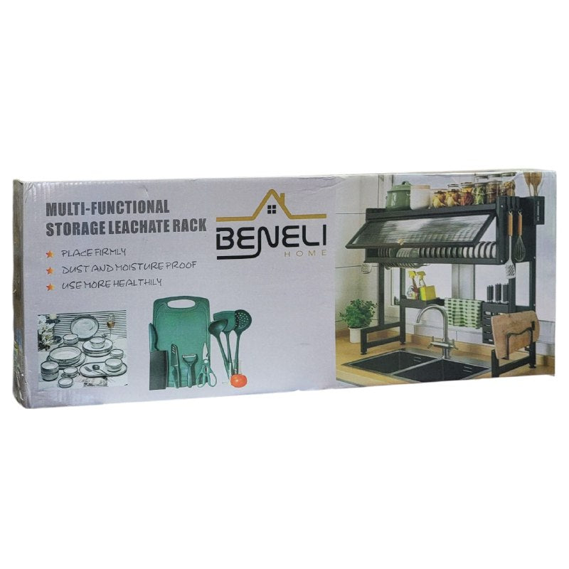 ESTANTE ORGANIZADOR Y ESCURRIDOR DE COCINA SOBRE EL FREGADERO DE ACERO INOXIDABLE BENELI HOME 28X81X86CM