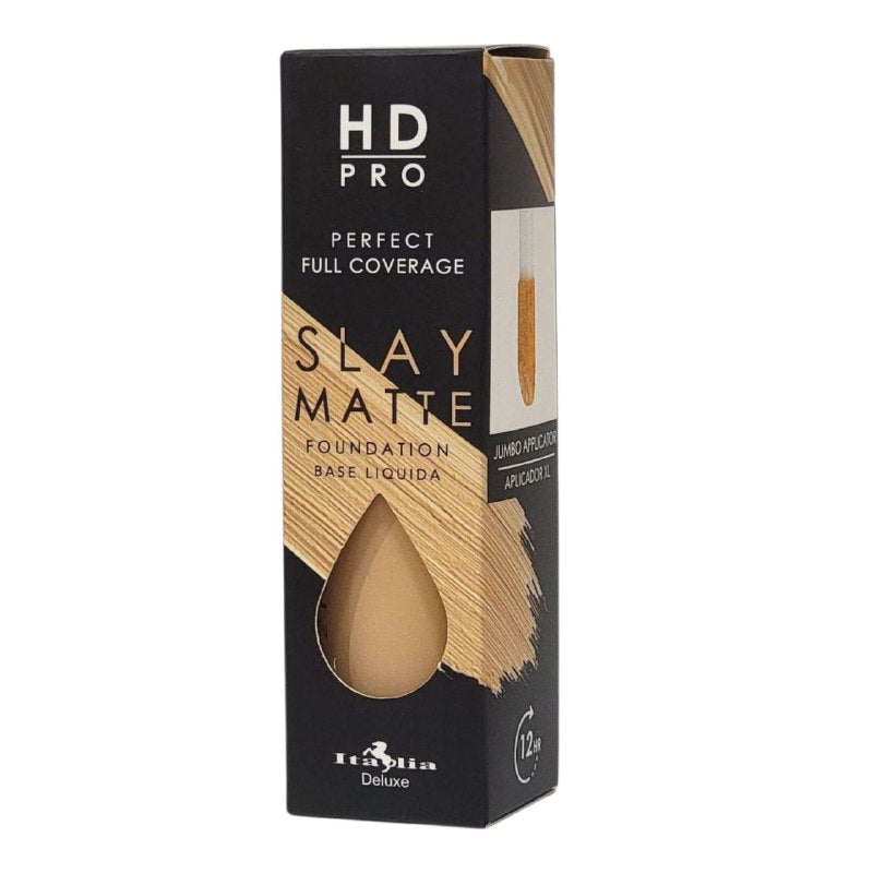 BASE DE MAQUILLAJE LIQUIDA LIVIANA LIBRE DE ACEITE ACABADO MATE TONO 2B LIGHT BEIGE ITALIA DELUXE HD PRO PERFECT FULL COVERAGE SLAY MATTE 30ML