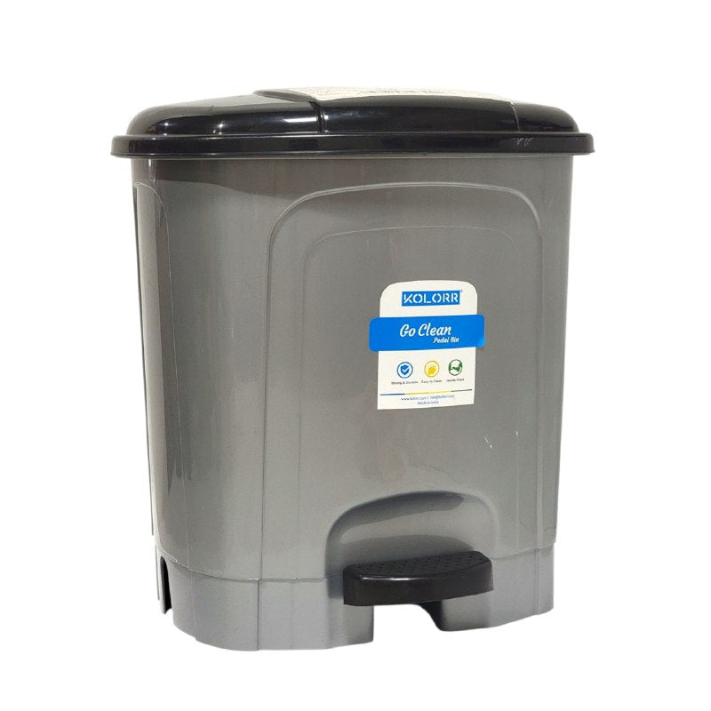 BASURERO CESTA PARA BASURA DE PLASTICO CON TAPA Y PEDAL KOLORR GO CLEAN 18X21X27CM