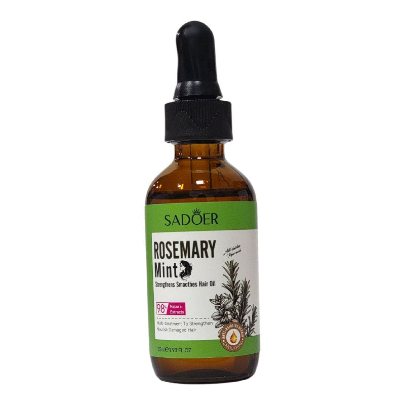 ACEITE PARA EL CABELLO FORTALECEDOR Y SUAVIZANTE CON EXTRACTO DE ROMERO Y MENTA SADOER 55ML