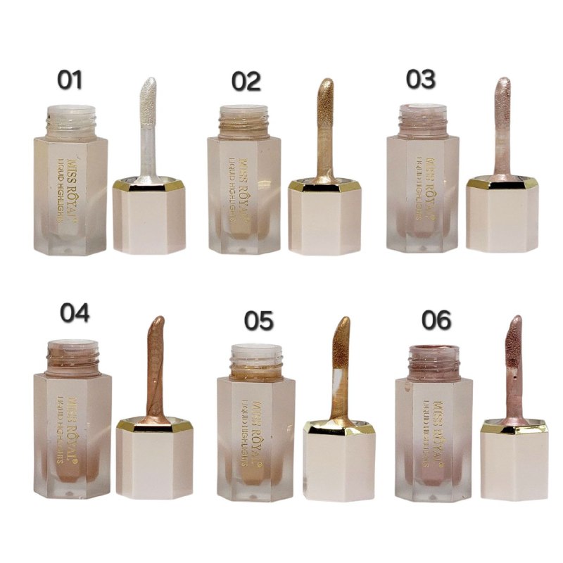 ILUMINADOR LIQUIDO DE LARGA DURACION RESISTENTE AL AGUA 6 TONOS MISS ROYAL 2.5G (DUPE DE SHEGLAM)