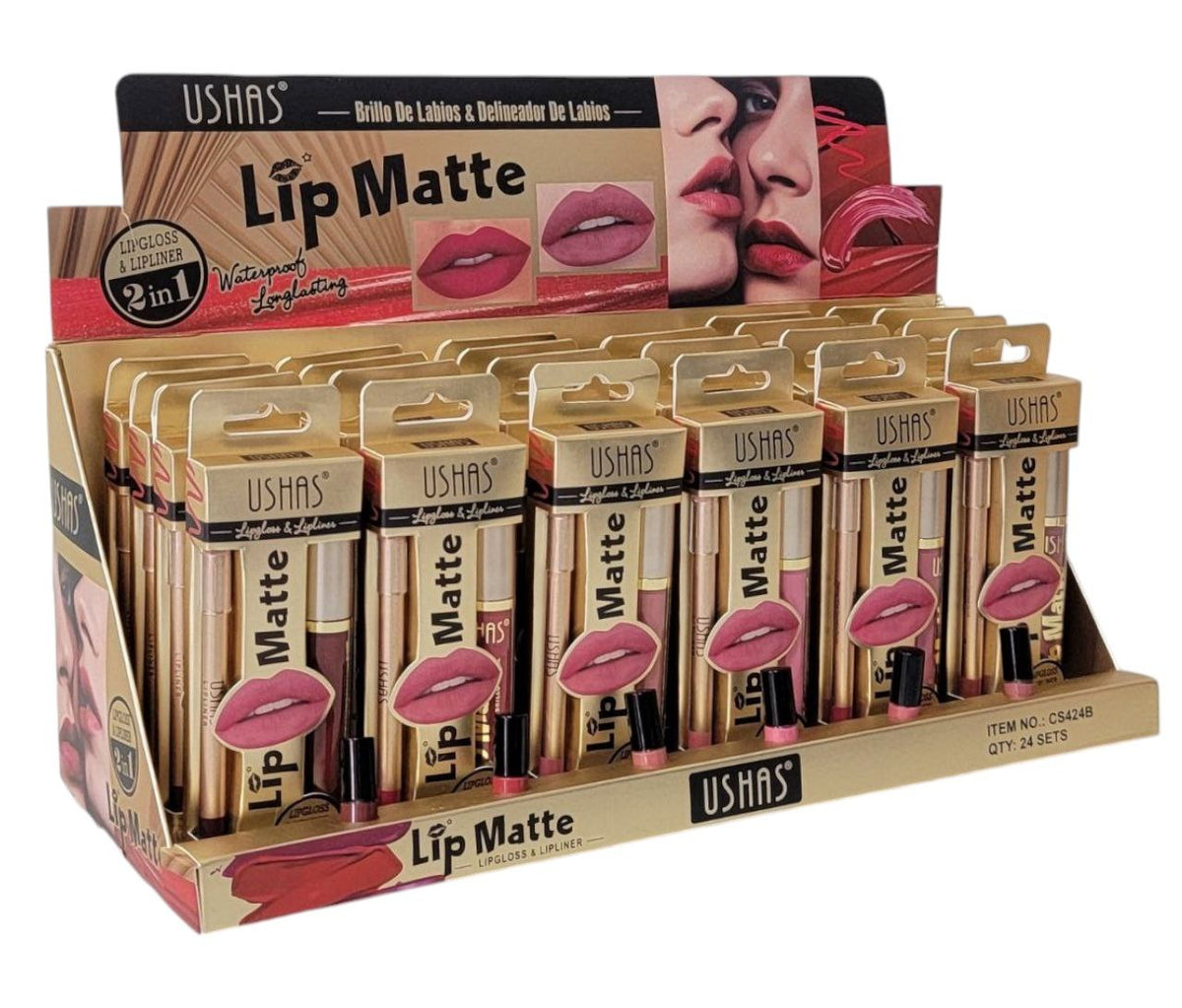 SET DE BRILLO LABIAL Y DELINEADOR DE LABIOS USHAS 4.5G+1.2G