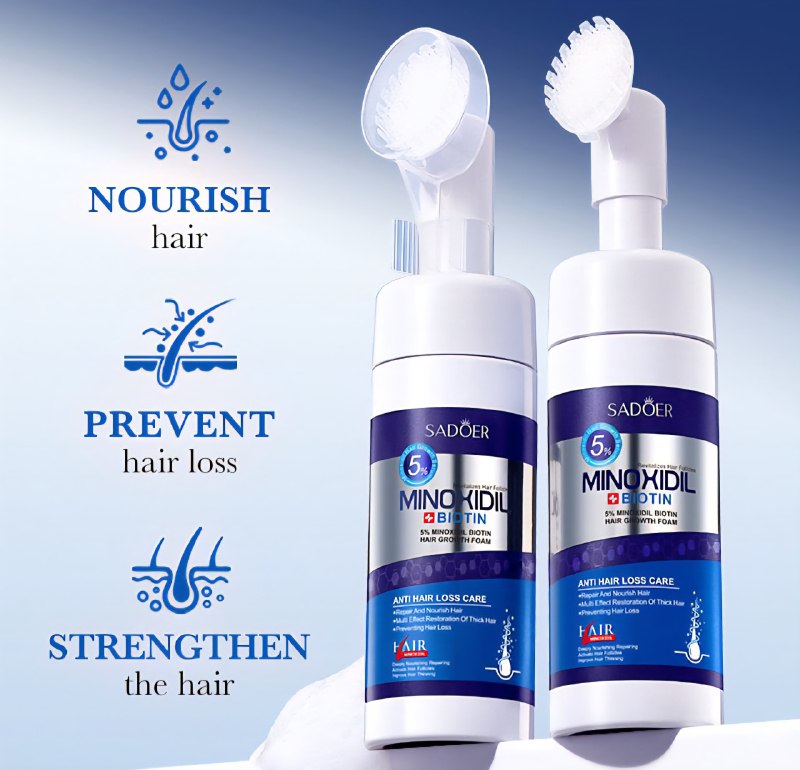 TRATAMIENTO PARA EL CABELLO EN ESPUMA ANTICAIDA Y REVITALIZANTE CON MINOXIDIL Y BIOTINA SADOER 120ML