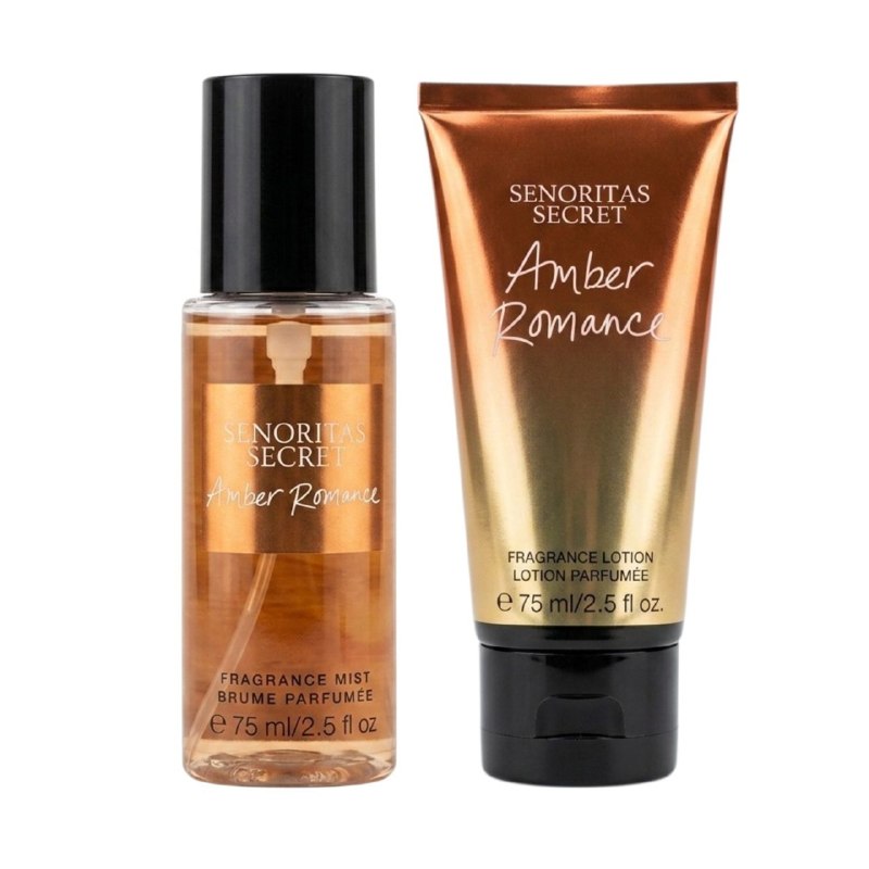 SET MINI SENORITAS SECRET AMBER ROMANCE SPLASH 75ML CREMA CORPORAL 75ML (M) (AROMA SIMILAR VICTORIAS SECRET AMBER ROMANCE)