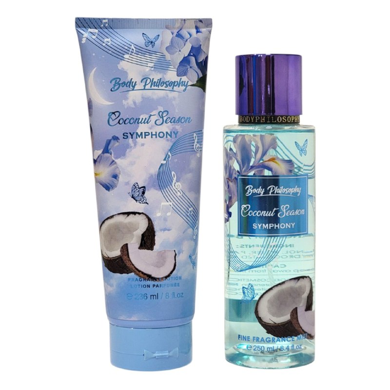 SET BODY PHILOSOPHY TEMPORADA DE COCOS SPLASH 250ML, CREMA CORPORAL 236ML (M)