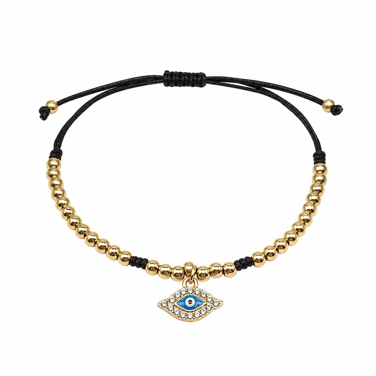 PULSERA DE ENCHAPE PARA DAMA CON DISEÑO DE OJO AZUL