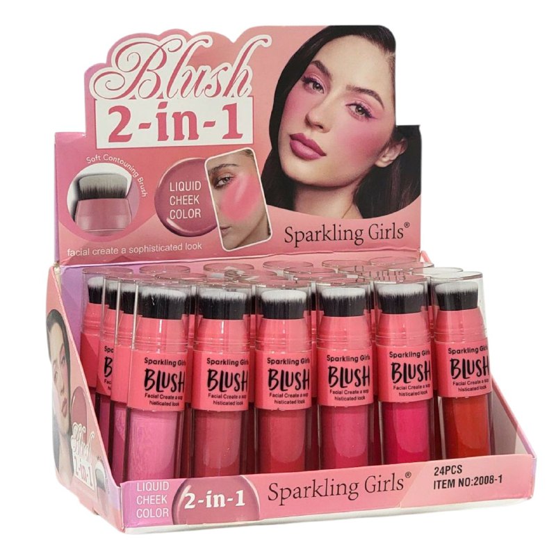 BLUSH LIQUIDO 2 EN 1 CON BROCHA INCLUIDA, 6 TONOS SPARKLING GIRLS 18ML