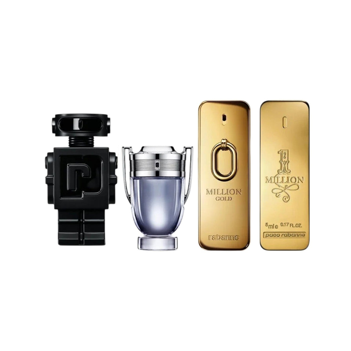 SET MINI PACO RABANNE PHANTOM EDT 5ML INVICTUS EDT 5ML 1 MILLION GOLD 5ML 1 MILLION 5ML (H)