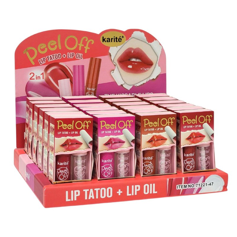 BRILLO LABIAL ACEITE LIP QUE NUTRE E HIDRATA PROFUNDAMENTE LOS LABIOS KARITE 4+4ML, 4 TONOS