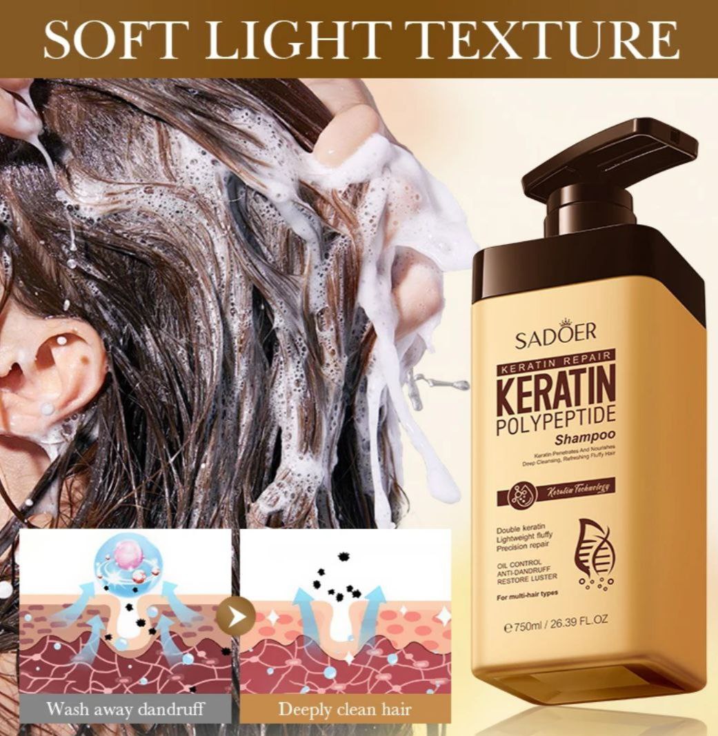 SHAMPOO DE QUERATINA REPARA Y NUTRE SADOER KERATIN REPAIR 750ML