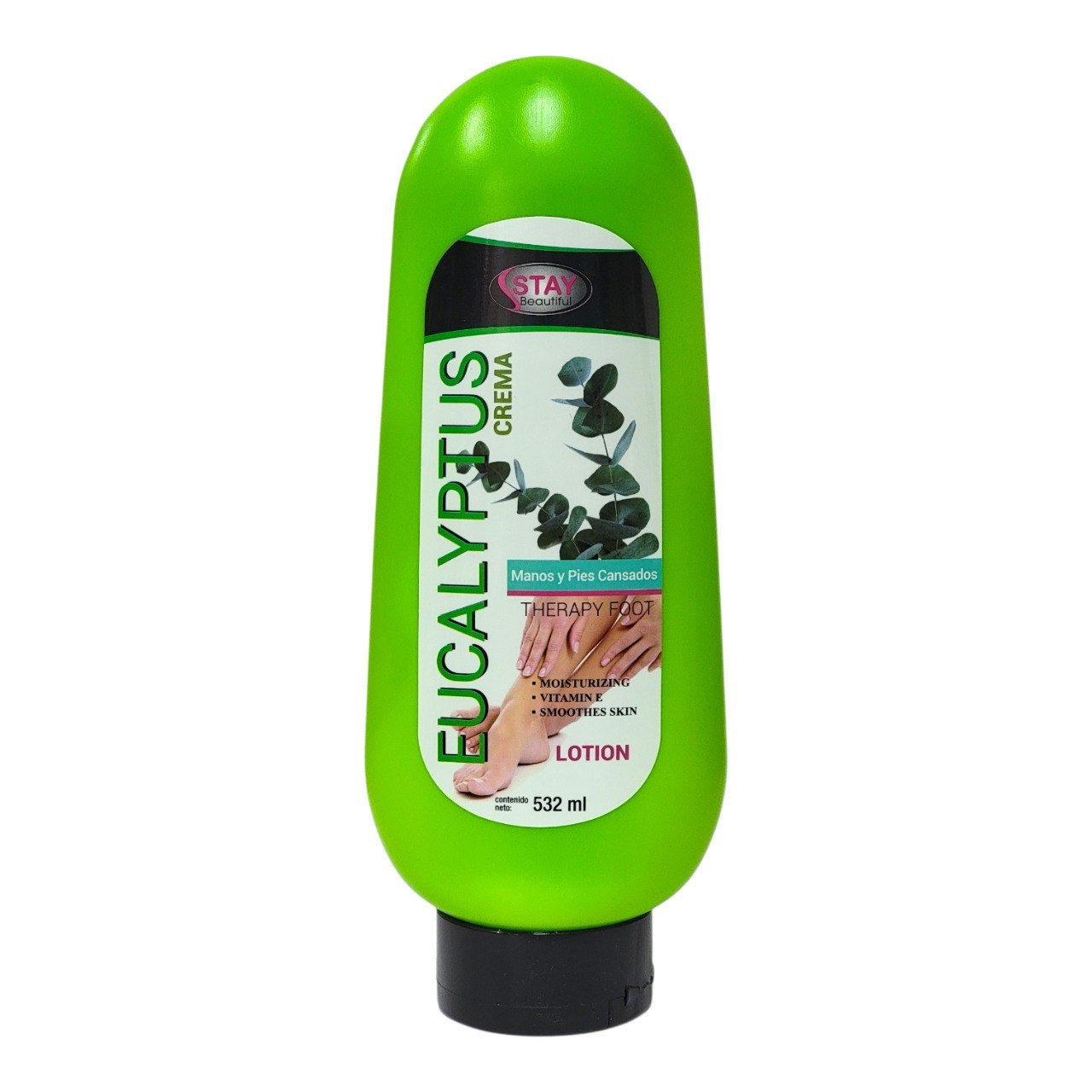 CREMA CORPORAL PARA MANOS Y PIES RELAJANTE CON EXTRACTO DE EUCALIPTO Y MENTA STAY BEAUTIFUL 532ML