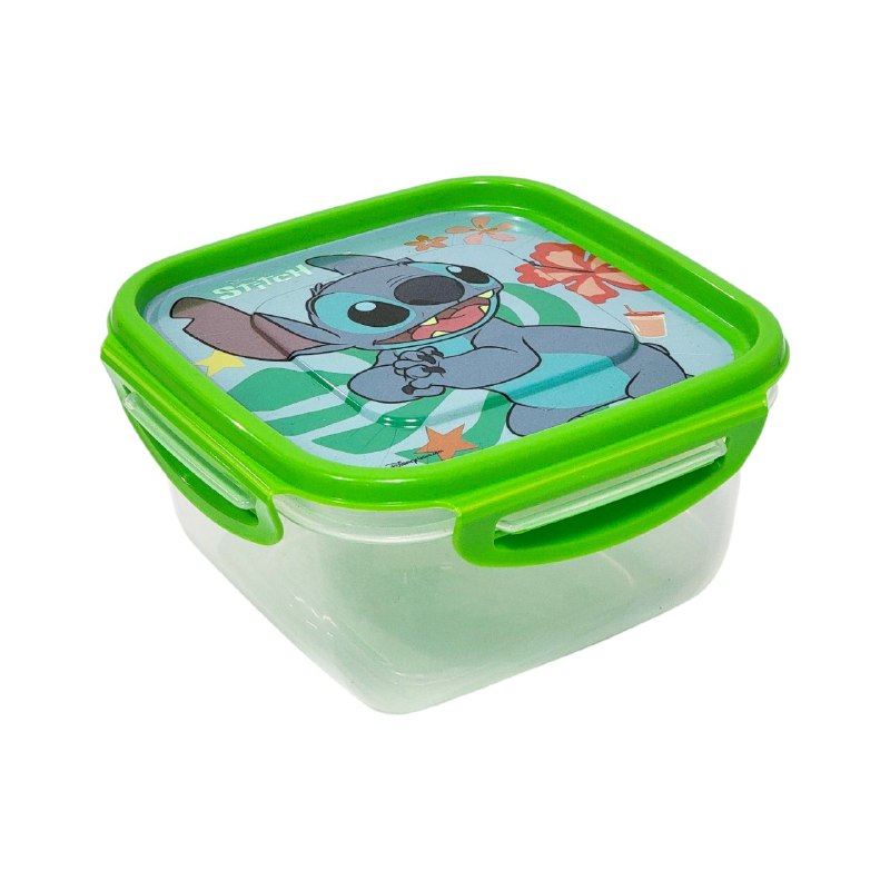 RECIPIENTE PANA PARA ALIMENTOS PARA NIÑOS CON DISEÑO DE STITCH 9X16X16CM