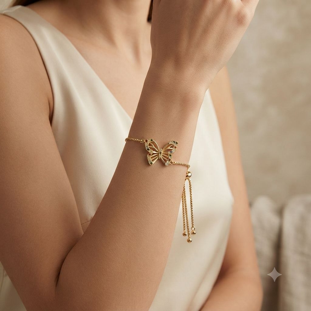 PULSERA DE ENCHAPE PARA DAMA CON DISEÑO DE MARIPOSA