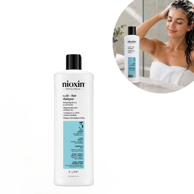 SHAMPOO PURIFICANTE, PROTECTOR DE COLOR Y DENSIFICADOR PARA CABELLO TEÑIDO NIOXIN 1000ML