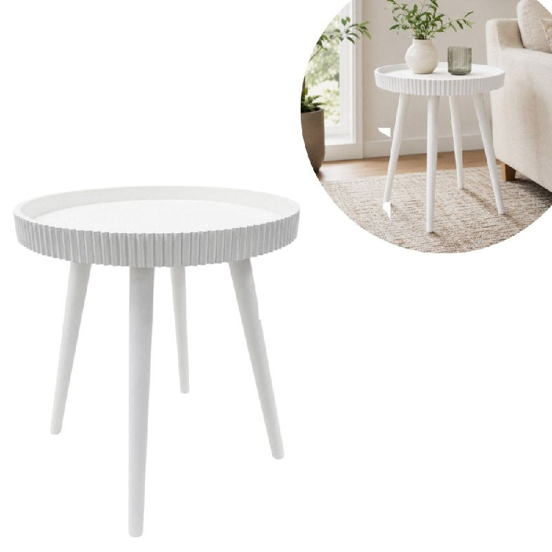 MESA AUXILIAR REDONDA MINIMALISTA Y ELEGANTE CON BORDE ELEVADO 44X49CM