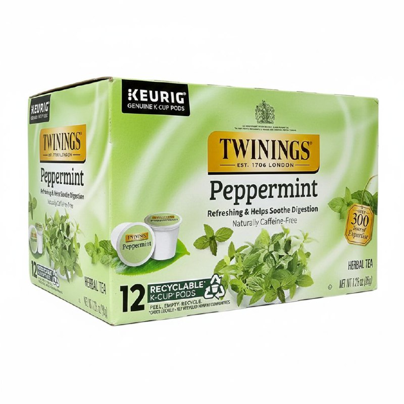 TE HERBAL DE MENTA PURA REFRESCANTE SIN CAFEINA QUE AYUDA A LA DIGESTION EN CAPSULAS TWININGS 12UND